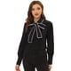 thumbnail image 1 of INSPIRE CHIC Blusa victoriana para mujer, estilo vintage, con lazo, farol, manga larga, con botones Negro S, 1 of 4