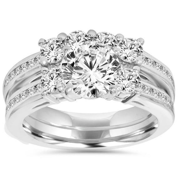 Pompeii 3 1/2ct  Diamond Engagement Ring Wedding Set 14K White Gold Watch Video