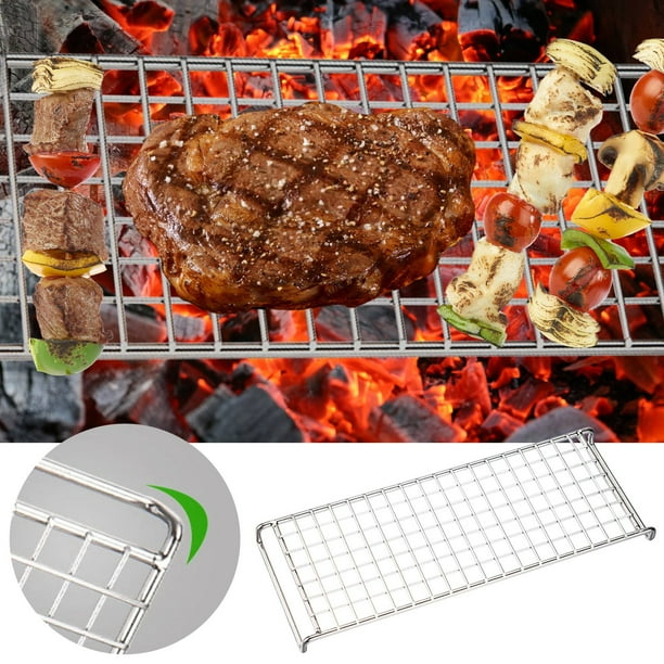 Red de acero inoxidable para parrilla de barbacoa, paquete de 1, malla pequeña para hornos y parrillas portátiles, superficie antiadherente y fácil de limpiar para hamburguesas, verduras y