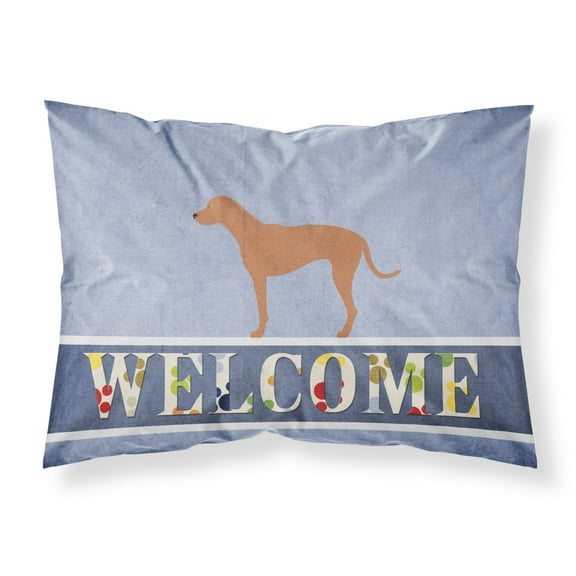 Rhodesian Ridgeback Welcome Fabric Standard Pillowcase Blue