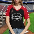 thumbnail image 5 of Mifsaly Football Shirt Women V-Neck Short Sleeve Game Day Shirts Glitter Letter Graphic Sport Pullover Team Fans Game Day Football Tee XXXL, 5 of 6