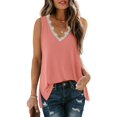 thumbnail image 1 of Womens Tank Tops V Neck Lace Side Split Summer Sleeveless Tops, 1 of 5