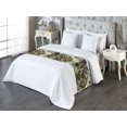 thumbnail image 3 of Wild Botany Bed Runner, Dreamy Jungle Leaves Silhouettes with Brush Strokes Back Print, Decorative Accent Bedding Scarf for Hotels Homes & Guest Rooms, Queen, Pistachio Green Champagne, by Ambesonne, 3 of 3