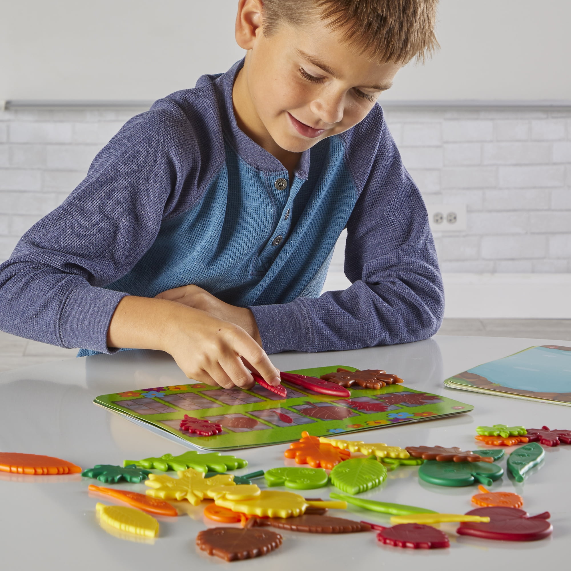 hand2mind Sensory Leaves Math Activity Set, Sensory Toys, Pattern Blocks Cards, Sorting Math Counters
