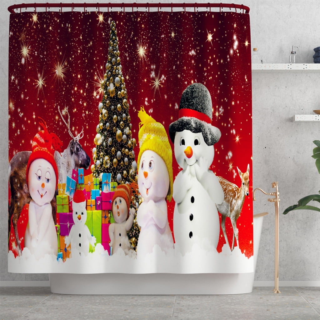 GUZOM Christmas Decoration Supplies Bathroom Shower Curtain71“ W x 71
