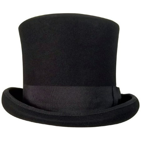 Black Victorian Top Hat 100% Wool Mad Hatter L/XL Felt Caroler Dickens Costume