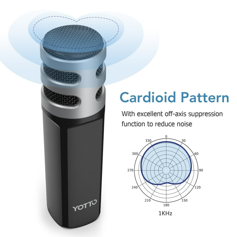 YOTTO USB Microphone Kit 192KHz/24bit Condenser Computer PC Mic Cardioid  Studio Recording Vocal Microphone for Voice Overs Podcasting PC Gaming  Streaming  with Pop Filter, Tripod, Shock Mount 