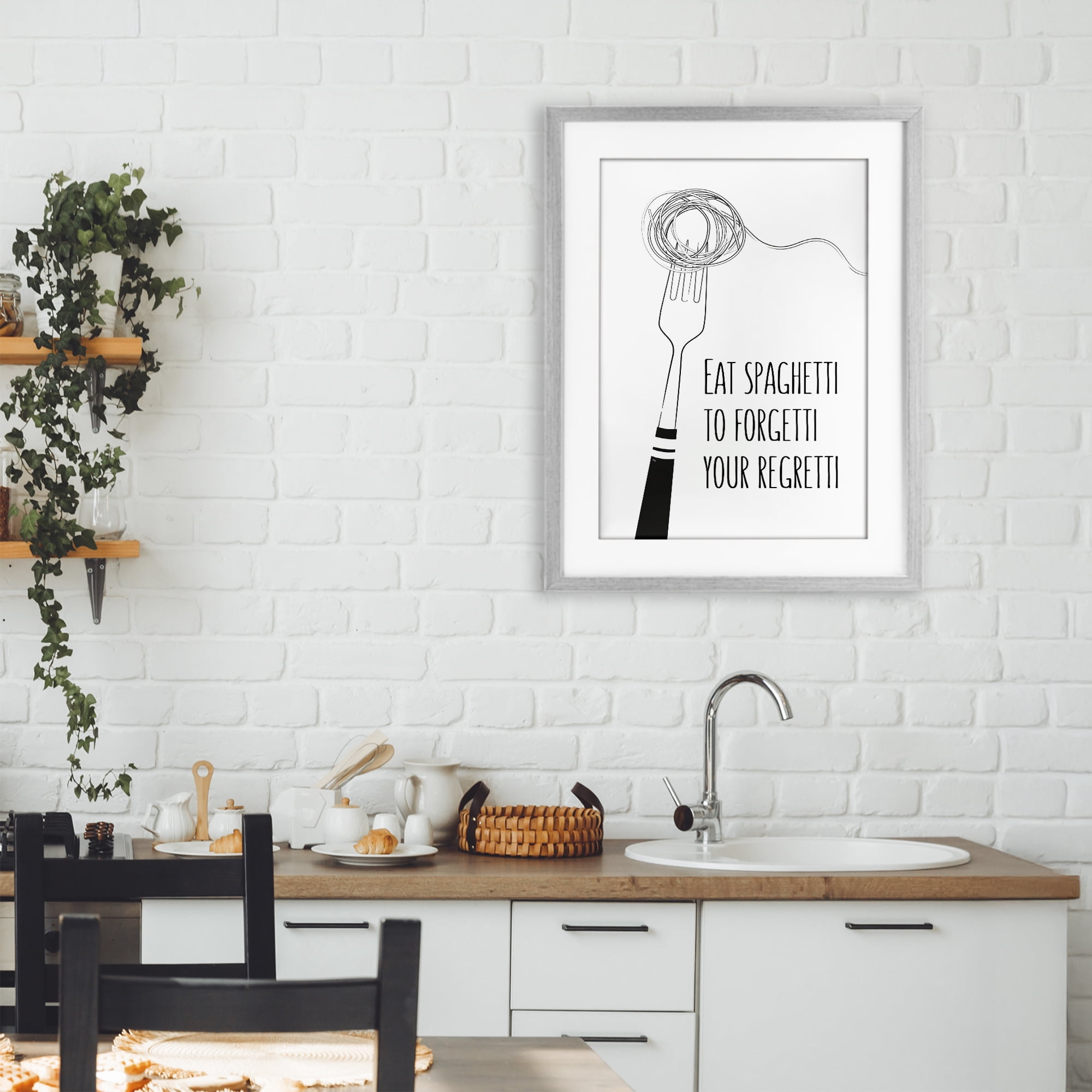 Stupell Industries Funny Spaghetti Sass Gray Framed Print Under Glass, design by Martina Pavlova