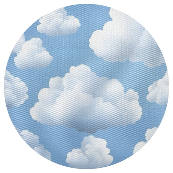 White Clouds and Blue Sky 15.4in Diameter PVC Plate Mat, Heat-Resistant and Cuttable, Kitchen Decor