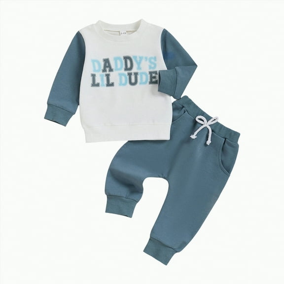 Ramiter 6 month Boy Clothes Baby Boy Boy Outfit Long Sleeve Tops Bell-Bottoms Pants with Headband(Blue,18-24 Months)