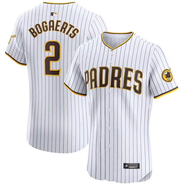 Camiseta de béisbol clásica de local de Xander Bogaerts, edición élite, blanca, de los Padres de San Diego, con número de estrella bordado.-S