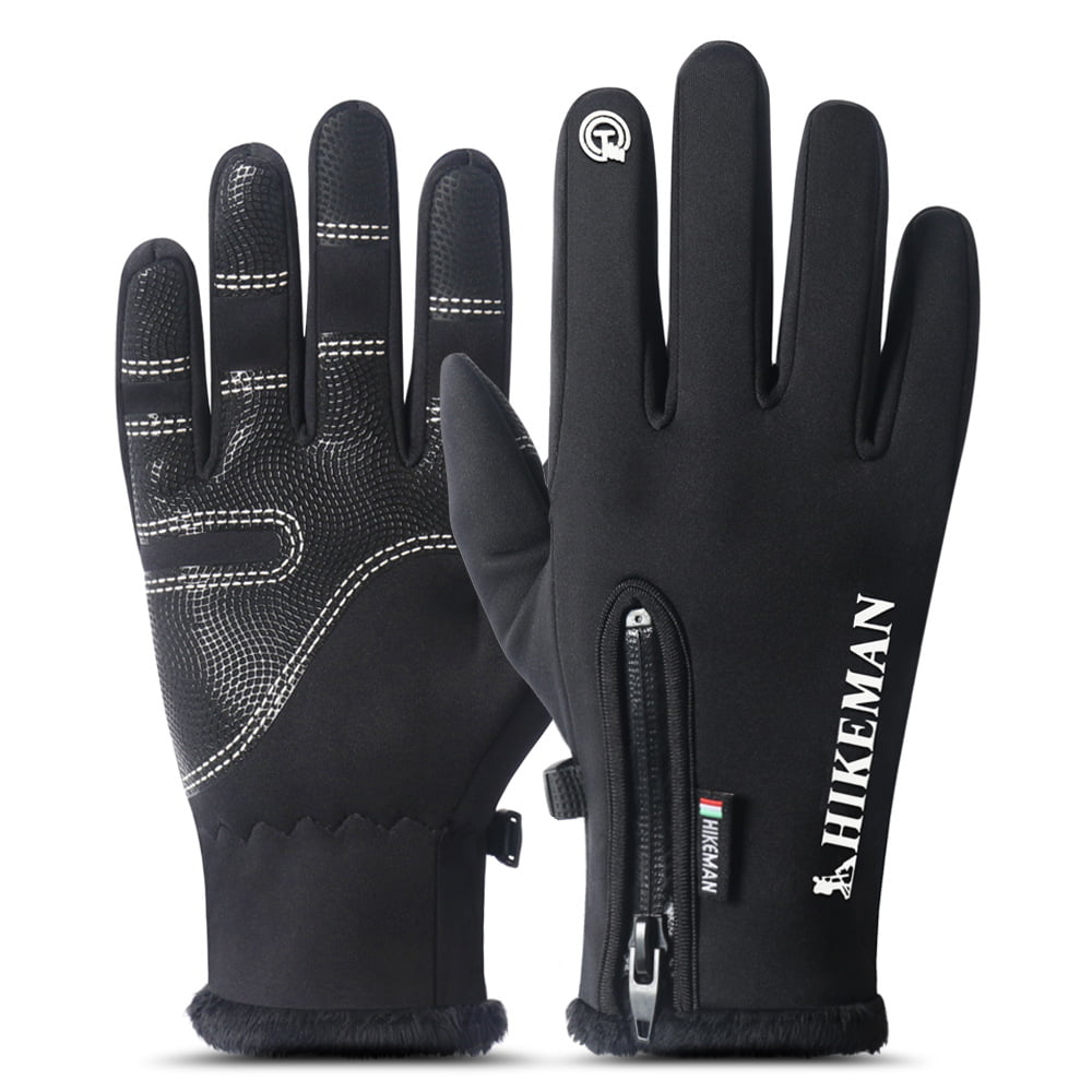 Winter Gloves Waterproof Men's Fleece Warm Touch Screen Full Finger Mitten Black 