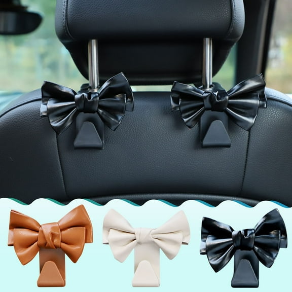 2PCS Purse Holder Headrest Hooks For Car,Car Purse Hook,Purse Hook For Car,Car Hooks For Purses And Bags Cute Bow Car Seat Headrest Hooks for Car Purse Hook Hanger