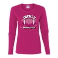 thumbnail image 2 of Wild Bobby Tougher Than Cancer Football Paint Splatters Breast Cancer Awareness Women Graphic Long Sleeve Tee, Fuschia, Medium, 2 of 6