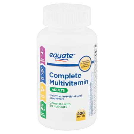 Equate Adult Complete Multivitamin Tablets, 200 (Best Multivitamin For Men And Women)