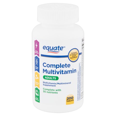 Equate Adult Complete Multivitamin Tablets, 200 (Best Multivitamin For Men And Women)