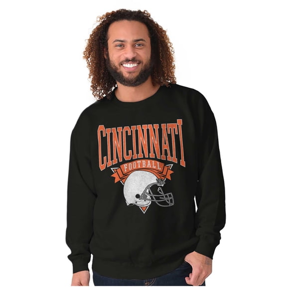 Cincinnati Football Helmet Fan Graphic Pullover Crewneck Sweatshirt Brisco Brands S