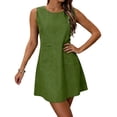 thumbnail image 2 of NuoCaiYun Cotton Linen Sleeveless Dress for Women Round Neck Casual Midi Dress Vintage Solid Color Loose Beach Vacation Dresses with Pockets, 2 of 6