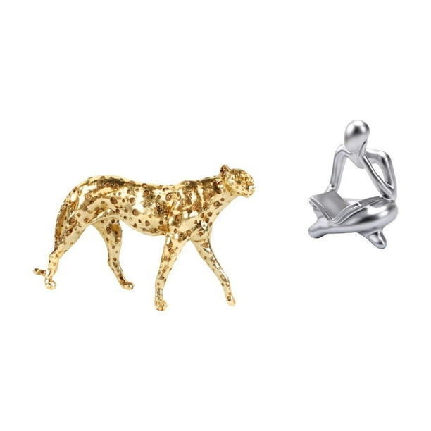 Figura de guepardo,Figura de guepardo dorado,adorno de escritorio moderno,Figura de lector abstracto,Estatua de pensador abstracto,arte,manualidades,decoraciones,Figuras humanas decorativas