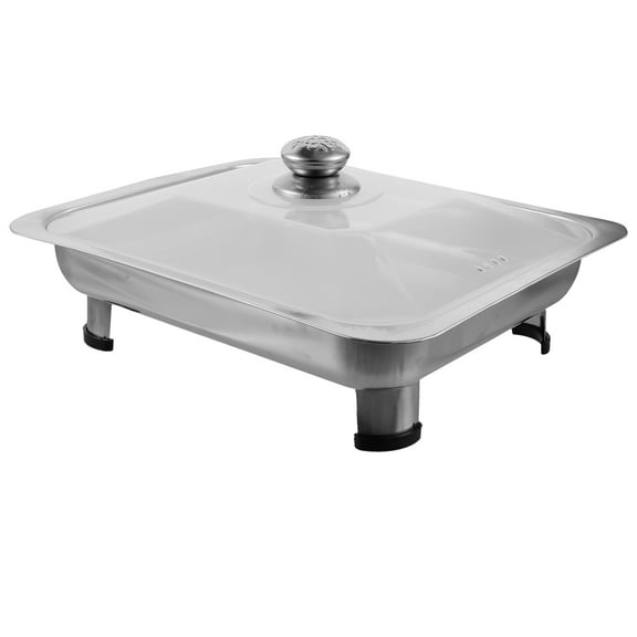 AURARMLET Stainless Steel Serving Tray with Transparent Lid and Anti-Skid Legs, 15.5x11.5 Inch for Home and Kitchen Use