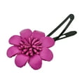 thumbnail image 2 of Vibrant Fuschia Pink Genuine Leather Flower Blossom Barrette Hair Clip, 2 of 4