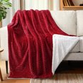 thumbnail image 3 of PAVILIA Soft Fleece Sherpa Throw Blanket for Couch Bed Twin, Wine, 60x80, 3 of 7