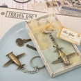 thumbnail image 2 of Pack of 144 Vintage airplane design all metal key chain in antique brass color finish birthday party favor/decoration, 2 of 6