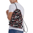 thumbnail image 6 of Hirioo Vintage Skull Casino Print Drawstring Backpack Bag Sport Versatile Sports Backpack for Gym, Travel, Swimming, Beach, 6 of 9