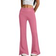 thumbnail image 2 of Womens Yoga Pants with Pockets No Front Seam High Waisted Flare Leggings Bell Bottom Yoga Dress Pants Seamless Bootcut Pants Pink XL, 2 of 7
