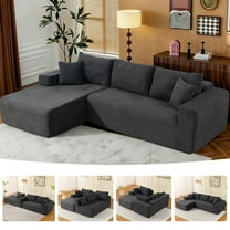 New 108" Plush Corduroy Cloud Couches Sectional Sofa with L-Shaped Modular Boneless Sofa for Living Room with Convert Left/Right Facing, No Assembly(Gray, Left Facing Chaise)
