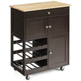 thumbnail image 1 of Gymax Rolling Kitchen Island Serving Cart Storage Cabinet w/ Wine Rack Brown, 1 of 10