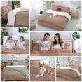thumbnail image 5 of Retro Brown Duvet Cover Set Queen Size, Beckground Red Stripes 4 Piece Soft Microfiber Bedding Set with 1 Duvet Cover, 1 Flat Sheet, 2 Pillowcases, 5 of 9