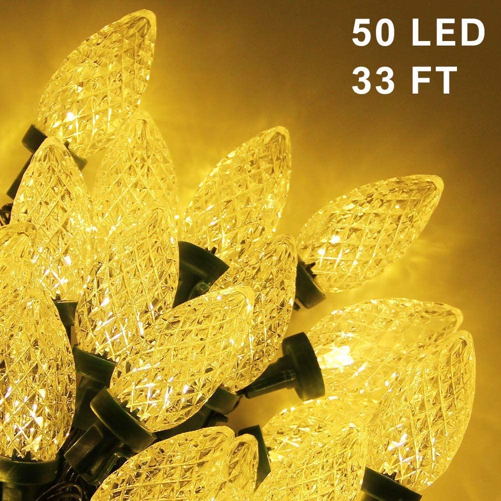 C9 Christmas String Lights, 50 LED 49ft Outdoor Fairy Lights with 29V