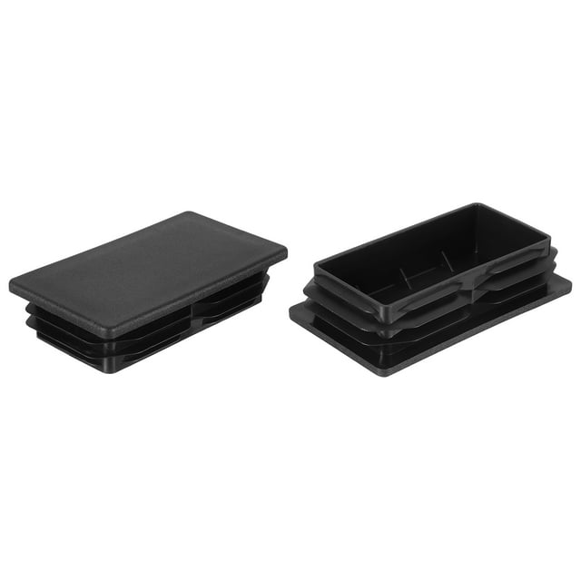 Uxcell 2 Pcs 5 9/16 x 3 5/32 Inch Tapones de Extremo Rectangulares para Tubos Metálicos Post Patas de Silla Mesa Estanterías, Negro