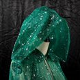 thumbnail image 4 of Yvsxxv 1Pc Green Starry Glitter Hooded Cloak Shiny Formal Outerwear for Women Men, 4 of 7