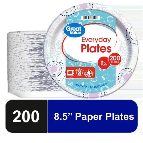 Everyday Disposable Paper Plates, 8.5", 200 Count