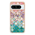 thumbnail image 3 of Feishell for Google Pixel 8 Pro Case with Rotating Metal Ring Kickstand, Stylish Thin IMD Marble Flower Pattern Cover Shockproof Lightweight Slim Fit Girls Women Phone Case for Google Pixel 8 Pro,D, 3 of 6