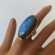 XmhyTop-A Size 8 Blue Flash Handmade Ring Promise Gift For Her Oval Jewelry - 1 Piece