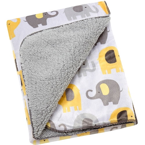 Little Bedding By NoJo Chevron Velboa Blanket in Teal Blue Gray /& Yellow