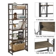 thumbnail image 4 of VECELO 5-Tier Folding Bookcase Storage Organizer, Wooden Bookshelf with Metal Frame for Bedroom, Living Room and Home Office, Dark Brown, 4 of 7