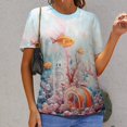 thumbnail image 3 of Underwater World Ship Coral Women's T-Shirt Short Sleeve T Shirts Tops Tee Ladies Loose T, 3 of 7