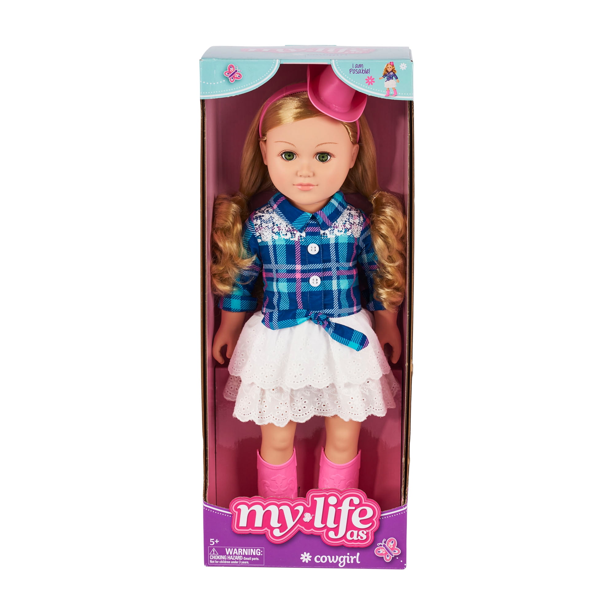18" COWGIRL DOLL BRUNETTE BLUE EYES MY LIFE AS
