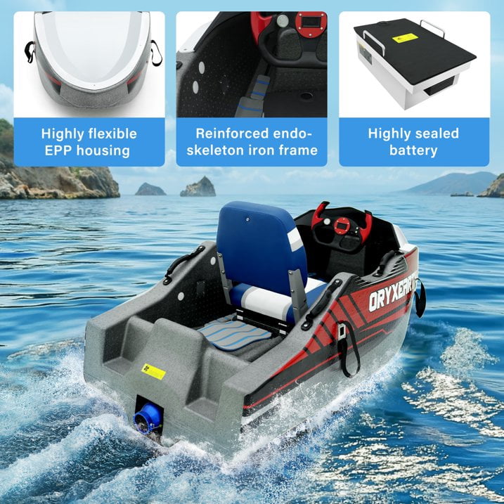 Oryxearth Electric Kart Boat 18kw, Mini Jet Boat 72v, Up to 52 Mph