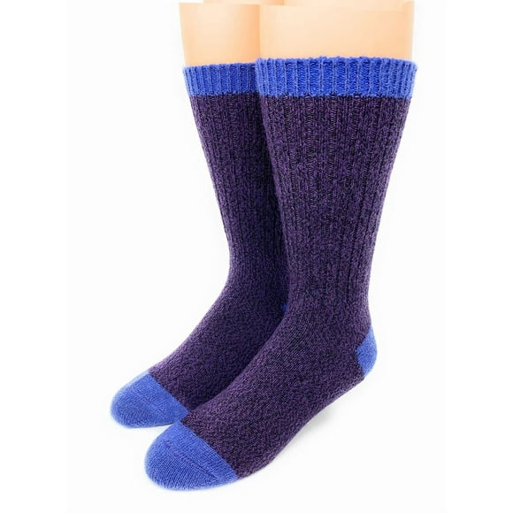 WARRIOR ALPACA SOCKS - Unisex Base Camp Alpaca Wool Hiking Socks for Men & Women (X-Large, Blue/Plum)