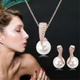 thumbnail image 2 of PVCS Fashion Trend Jewelry Pearl Exquisite Diamonds Ladies Necklace Earrings Set, 2 of 8