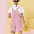 thumbnail image 6 of Odeerbi 5-14 Years Kids Girls Summer Cotton Linen Jumpsuit Cute Solid Color Camisole Romper Casual Adjustable Waist Overalls Bib Overall Shorts with Pocket, 6 of 6
