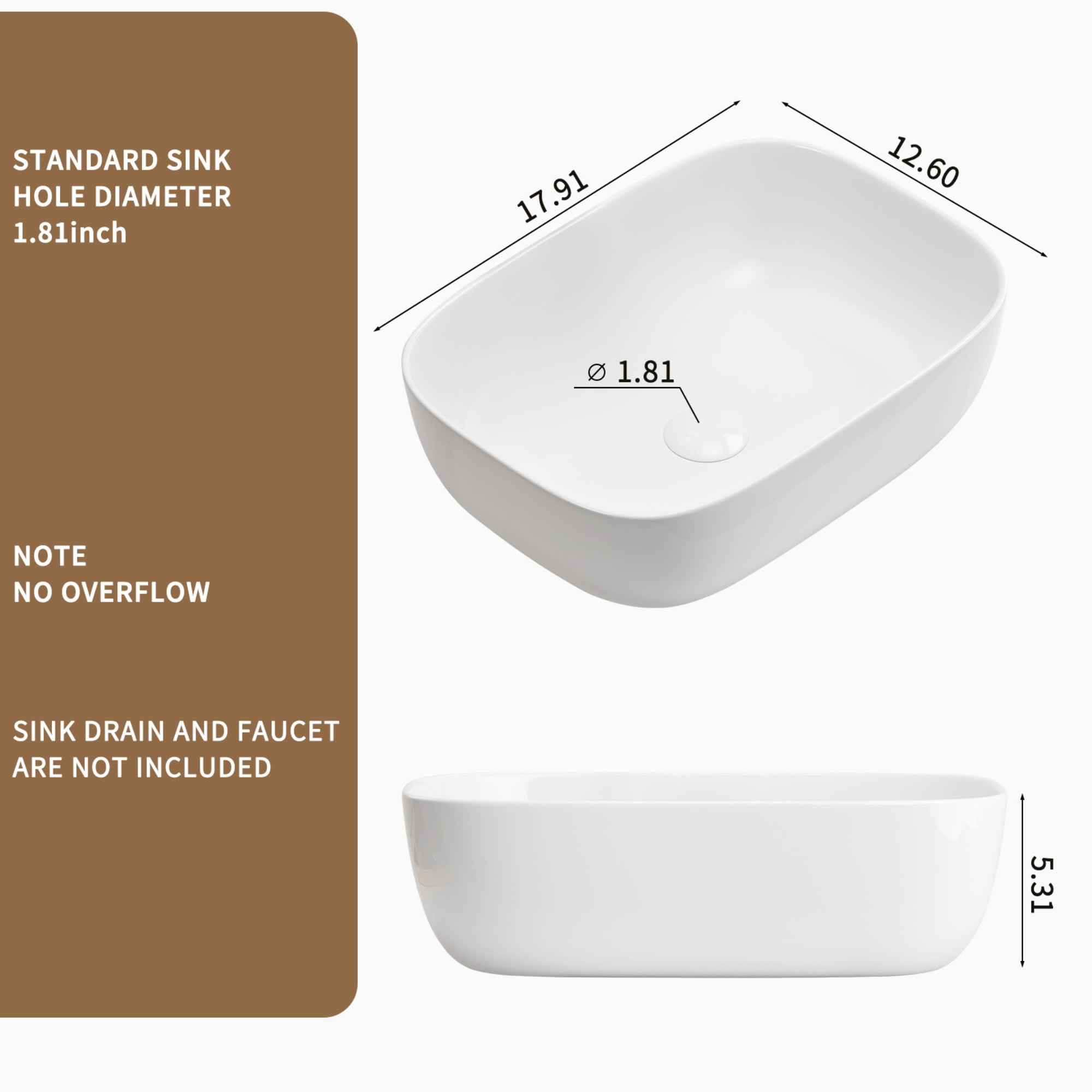 Bathroom Vessel Sink,Small Sink Above Counter,White Porcelain Ceramic,Bathroom Vanity Sink,Oval