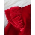 thumbnail image 5 of Qiylii Girls Christmas Skirt Clothes Set, Long Sleeve Crew Neck Velvet Romper with PU Leather A-line Skirt,6M-4Years, 5 of 9