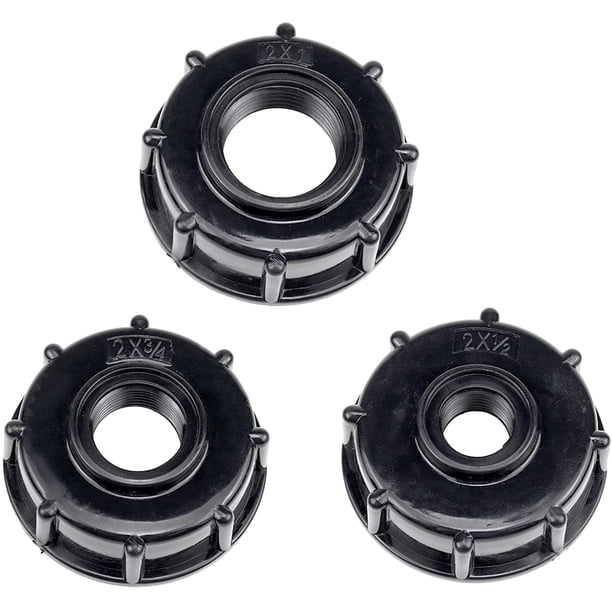 Adaptador de tanque de drenaje IBC de 3 piezas, adaptador de tapa de tanque de agua de plástico para adaptadores IBC, accesorios S60x6, grifos de rosca gruesa de 1/2, 3/4 y 1 pulgada, color