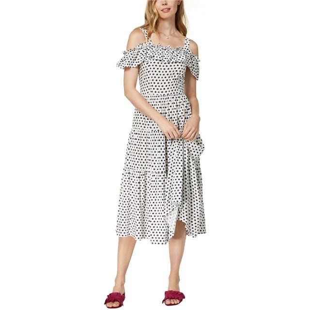 maison Jules Robe à Pois Épaules Dénudées pour Femmes, Blanc, 4